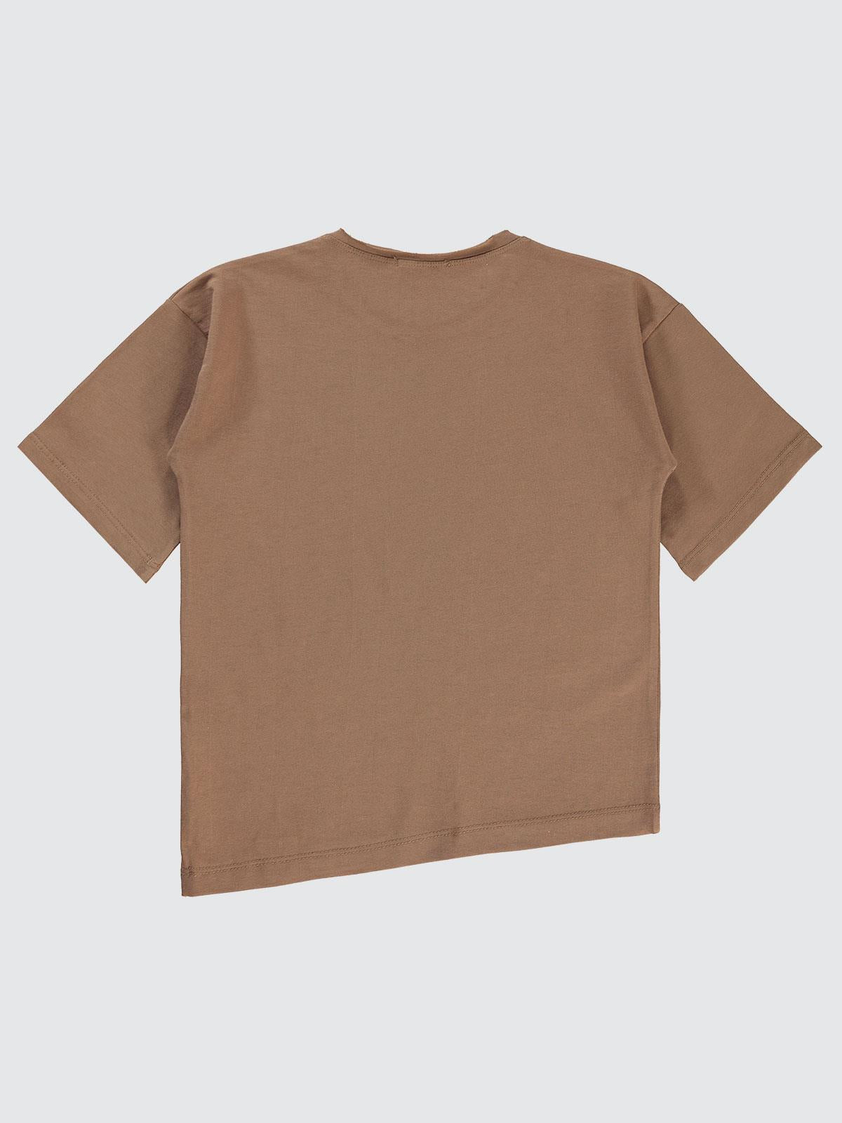 Civil Boys Victory Baskılı Asimetrik 6-9 Yaş Tişört - Kahverengi
