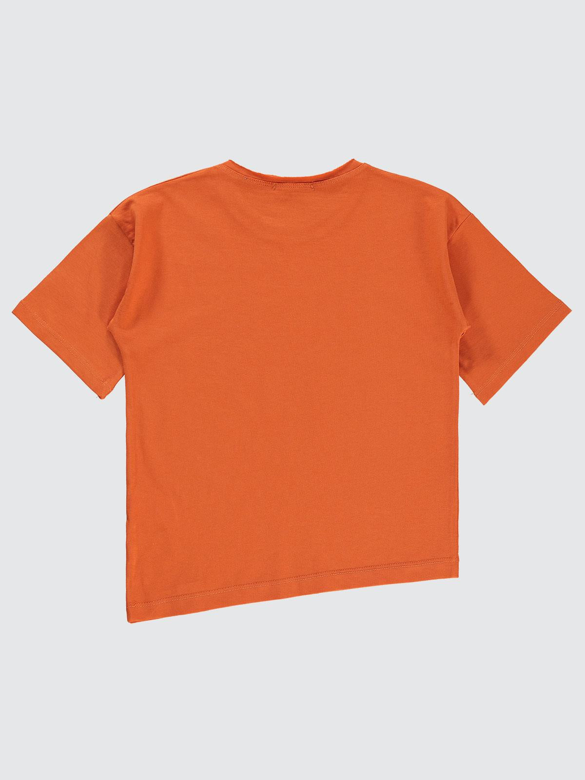 Civil Boys Victory Baskılı Asimetrik 6-9 Yaş Tişört - Turuncu