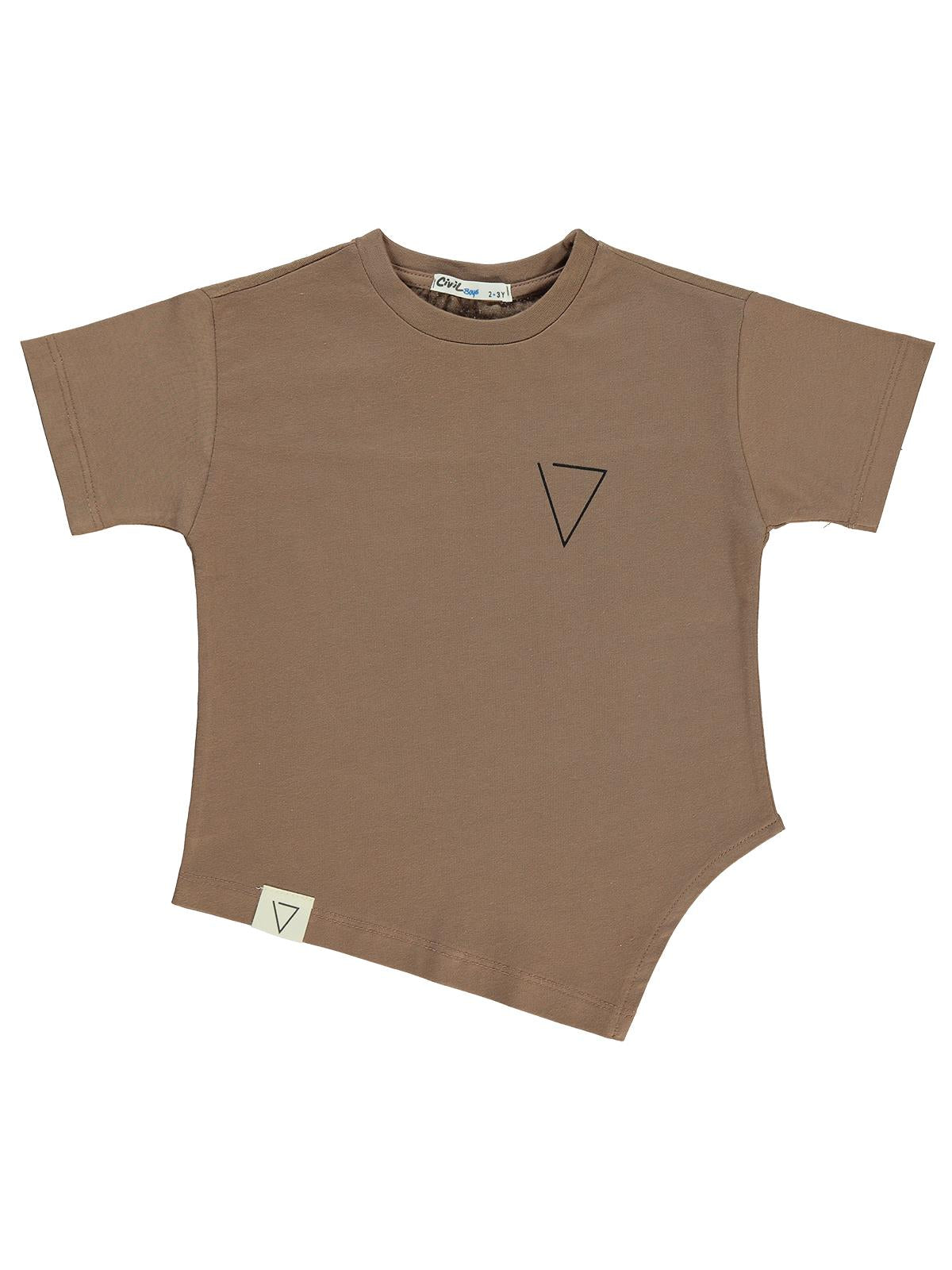 Civil Boys V Baskılı 2-5 Yaş Tişört - Kahve