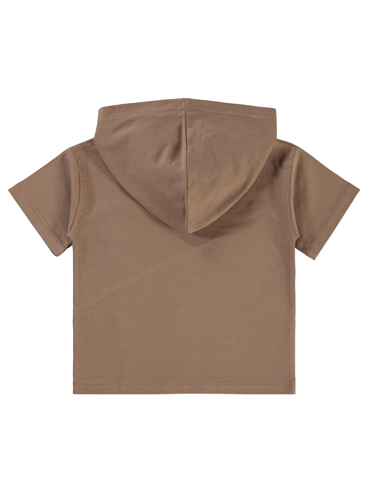 Civil Boys Parça Garnili Kapşonlu 2-5 Yaş Tişört - Kahve