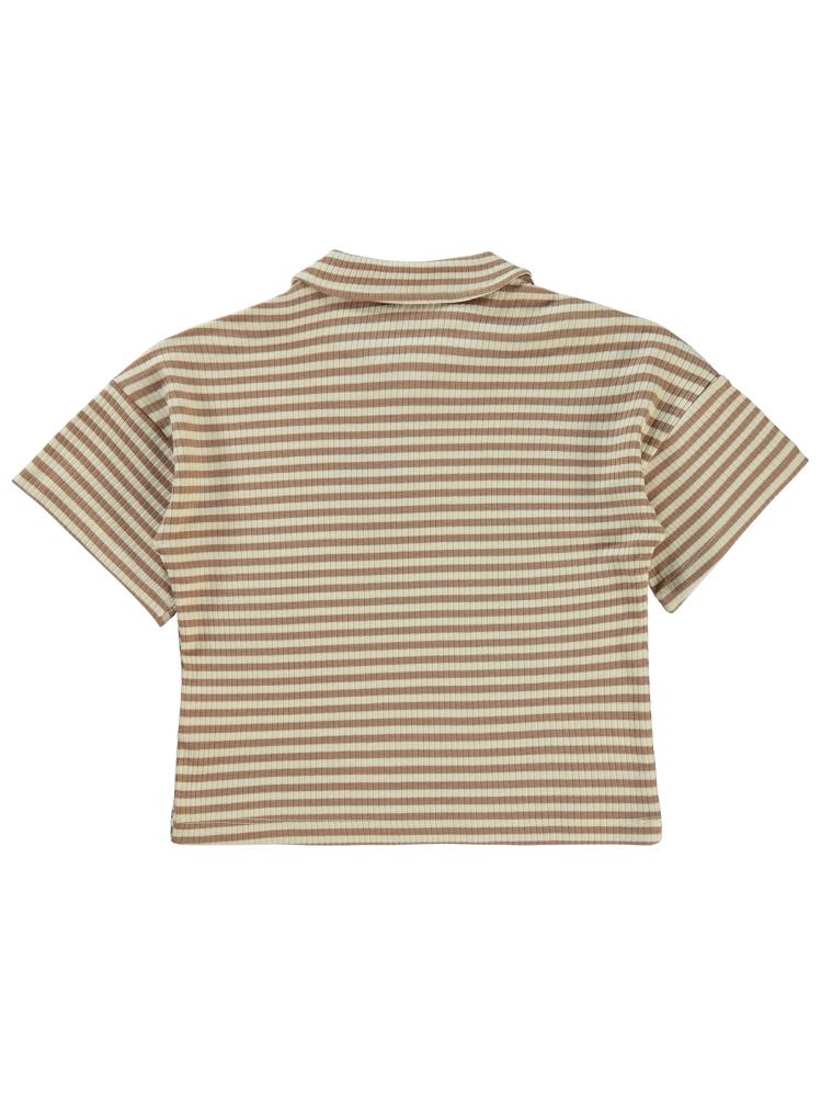 Civil Boys Çizgili Yakalı 2-5 Yaş Tişört - Kahverengi