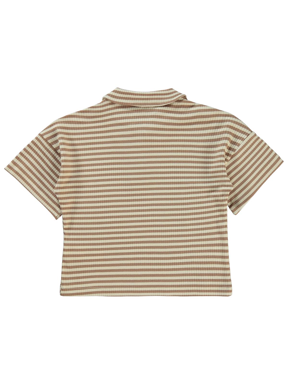 Civil Boys Çizgili Yakalı 2-5 Yaş Tişört - Kahverengi