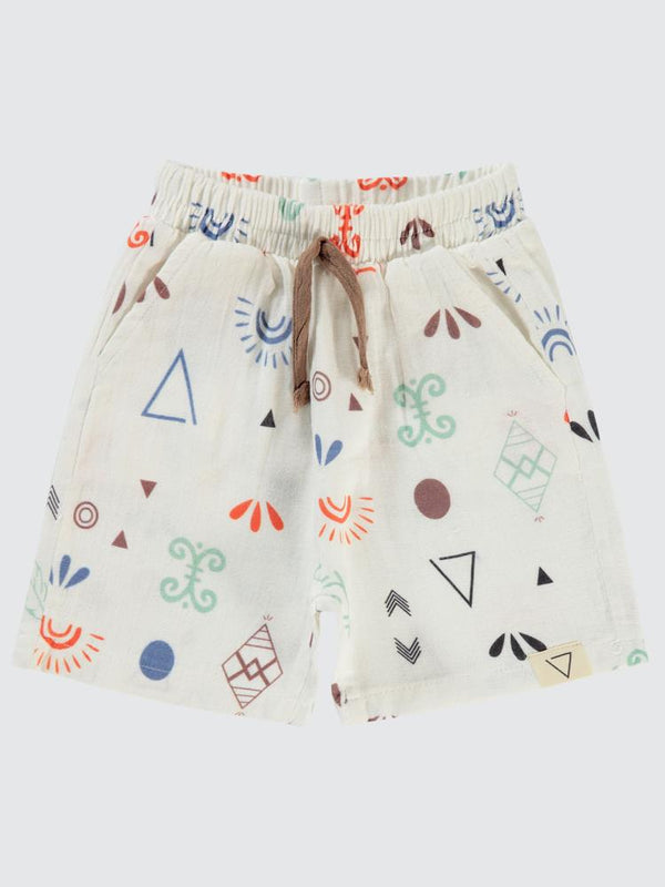 Civil Boys Etnik Desen Empirme 2-5 Yaş Şort - Kahverengi