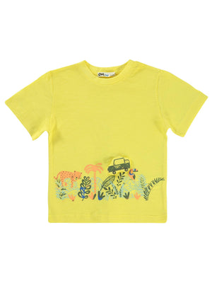 Civil Boys Arazi Aracı Kabartma Baskılı 2-5 Yaş Tişört - Sarı