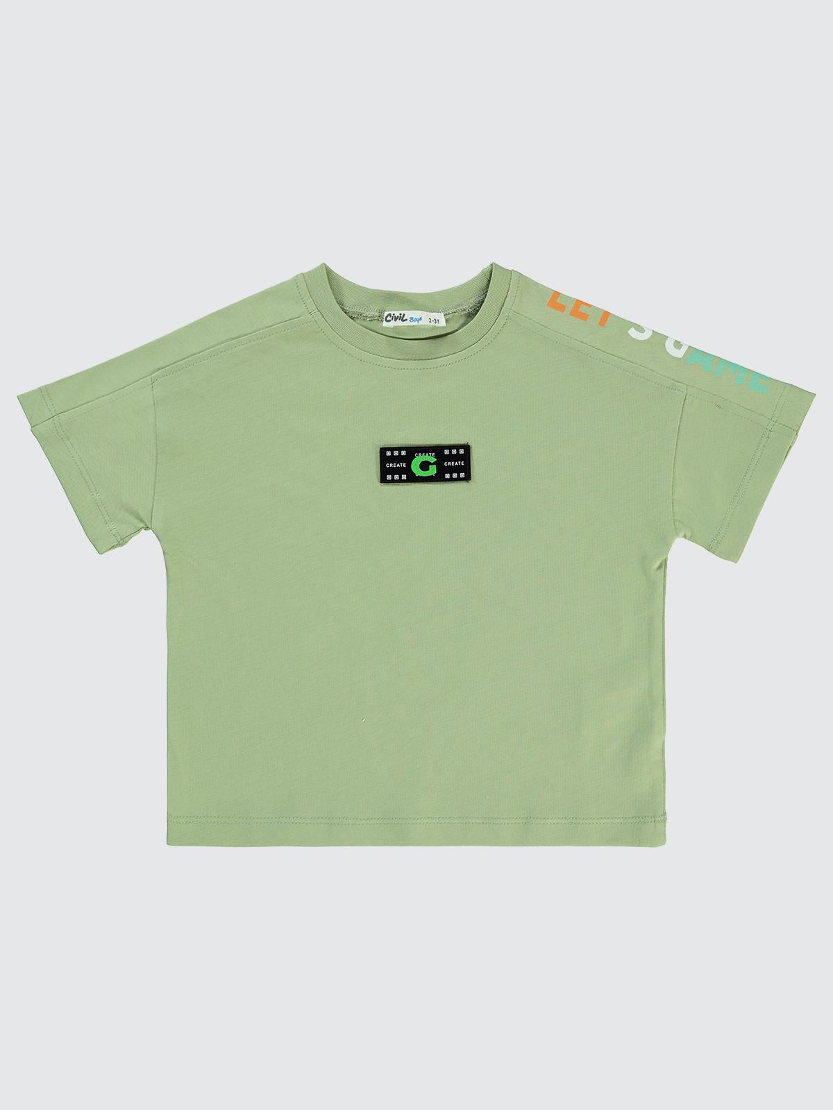 Civil Boys Let's Game Baskılı 2-5 Yaş Tişört - Haki
