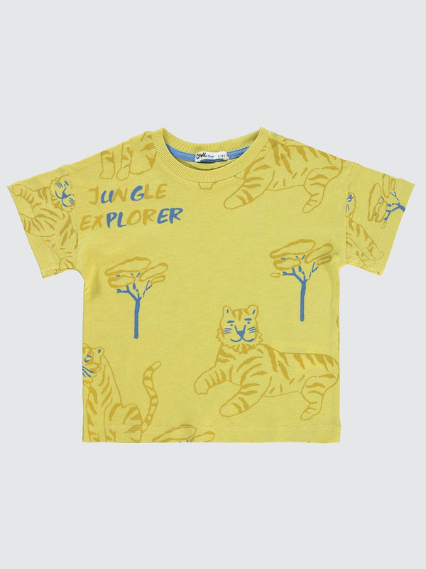 Civil Boys Jungle Explorer Baskılı 2-5 Yaş Tişört - Hardal