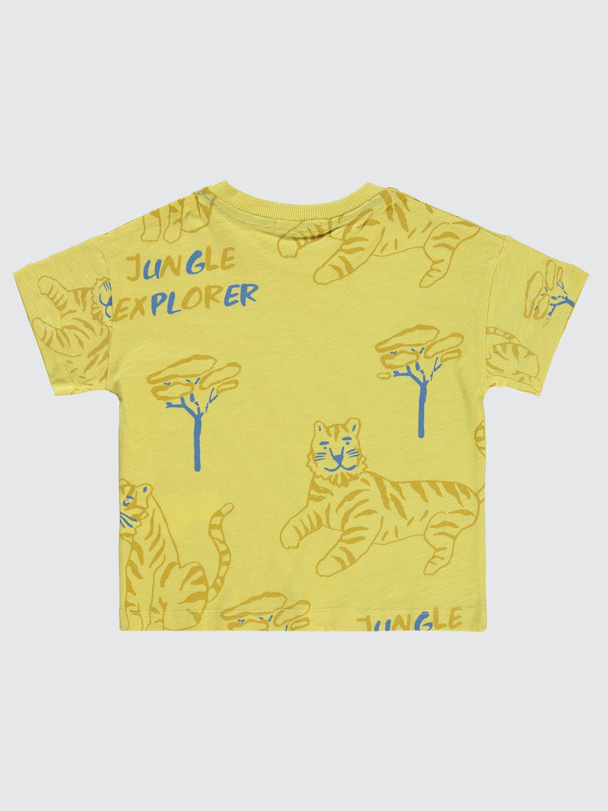 Civil Boys Jungle Explorer Baskılı 2-5 Yaş Tişört - Hardal