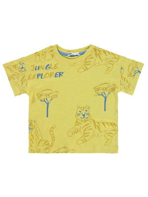 Civil Boys Jungle Explorer Baskılı 2-5 Yaş Tişört - Hardal
