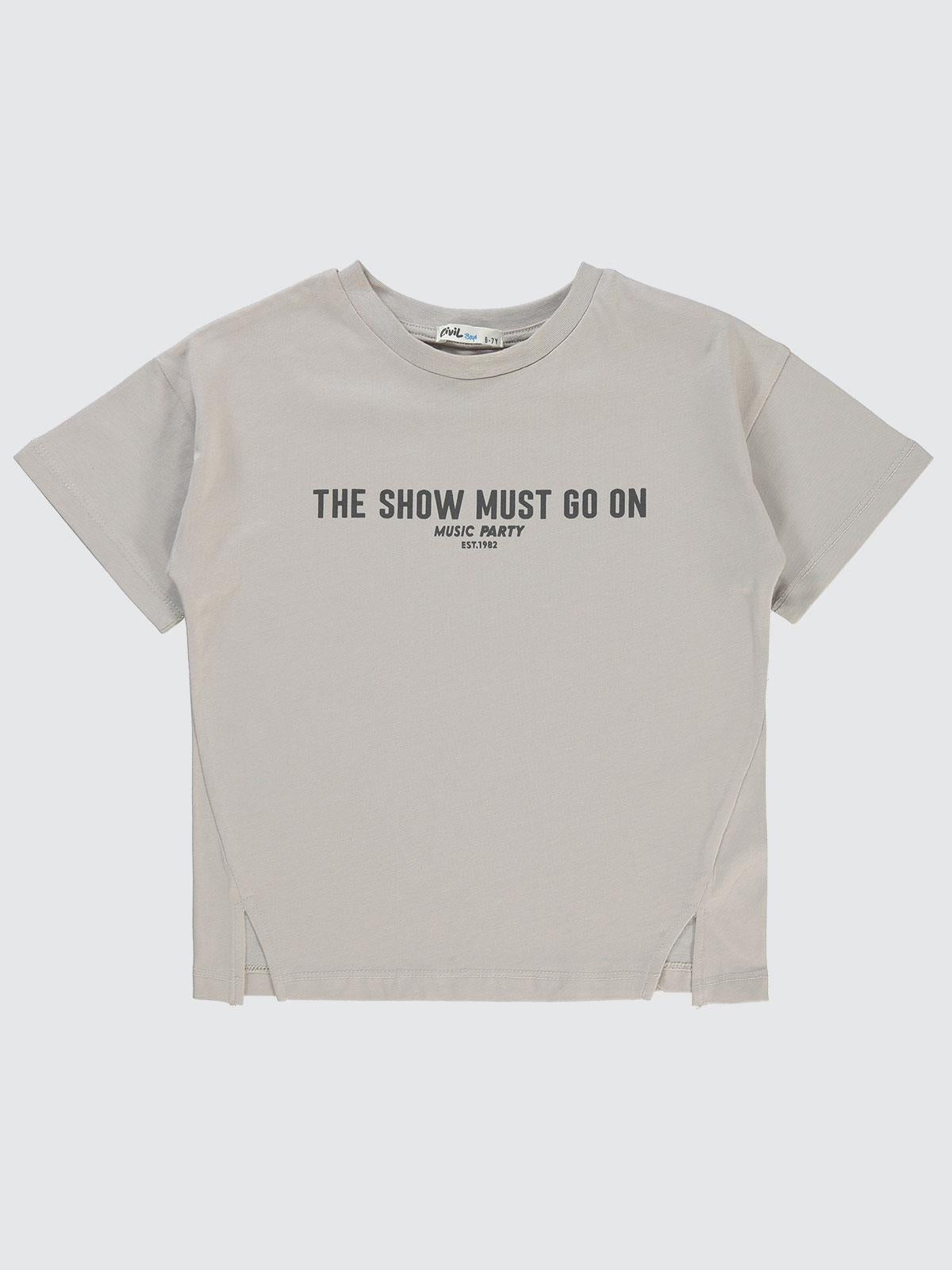 Civil Boys The Show Must Go On Baskılı 6-9 Yaş Tişört - Gri