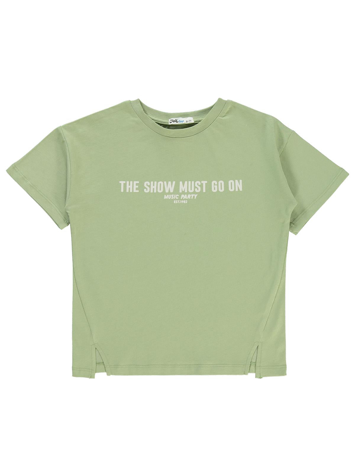 Civil Boys The Show Must Go On Baskılı 10-13 Yaş Tişört - Haki