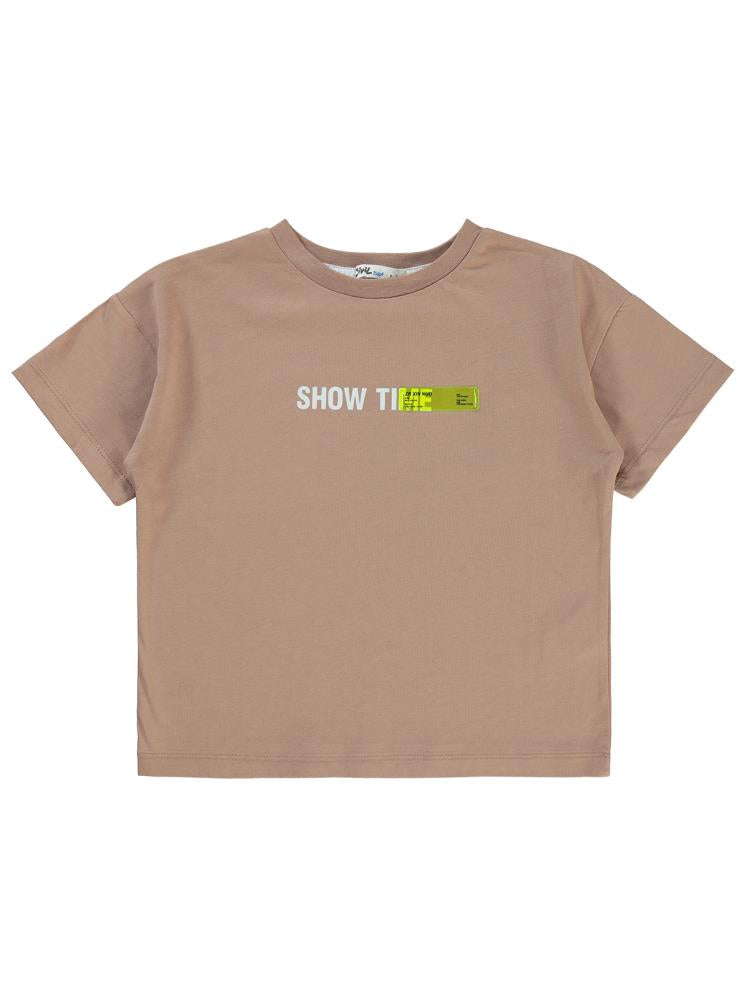 Civil Boys Show Time Baskılı 6-9 Yaş Tişört - Kahverengi