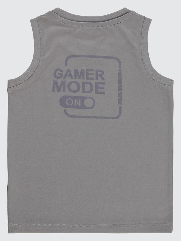 Civil Boys Gamer Mode Reflektör Baskılı Sıfır Kol 2-5 Yaş Tişört - Gri