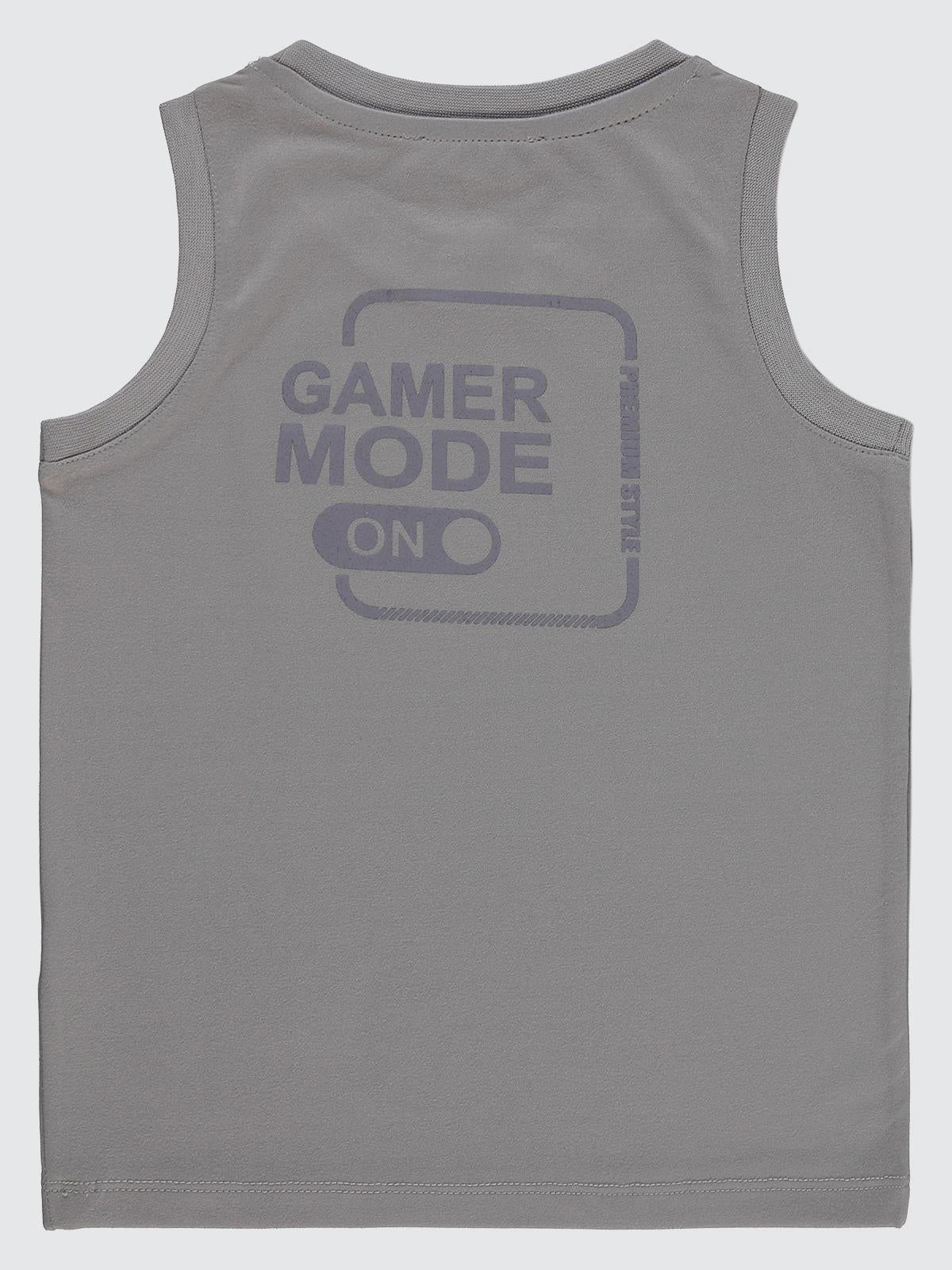 Civil Boys Gamer Mode Reflektör Baskılı Sıfır Kol 2-5 Yaş Tişört - Gri