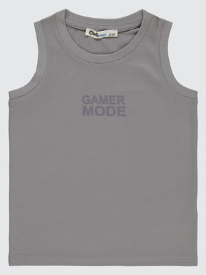 Civil Boys Gamer Mode Reflektör Baskılı Sıfır Kol 2-5 Yaş Tişört - Gri
