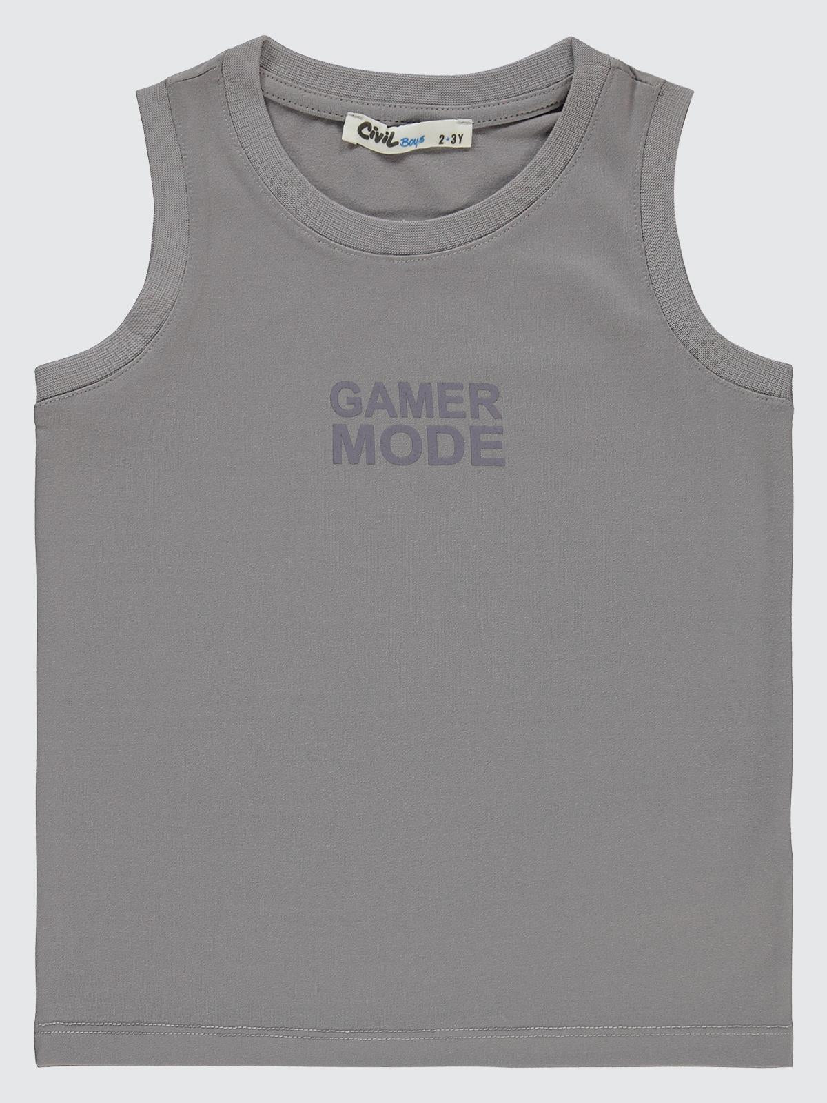 Civil Boys Gamer Mode Reflektör Baskılı Sıfır Kol 2-5 Yaş Tişört - Gri