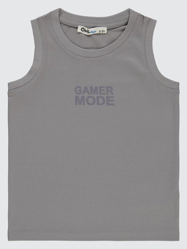 Civil Boys Gamer Mode Reflektör Baskılı Sıfır Kol 2-5 Yaş Tişört - Gri