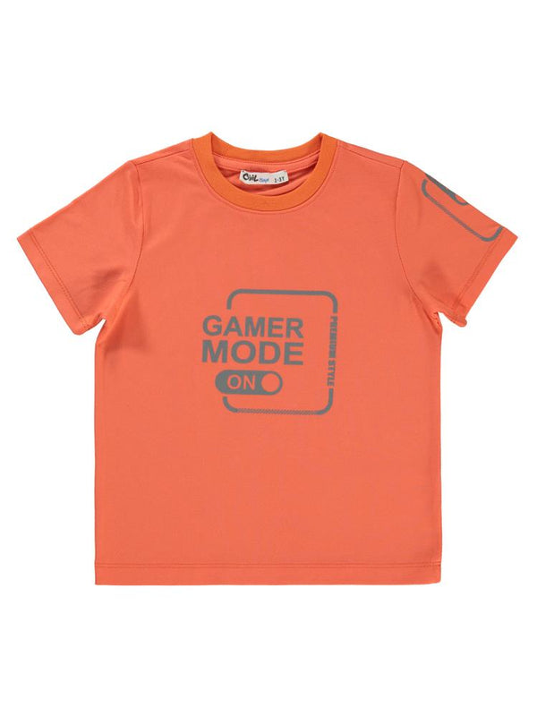 Civil Boys Gamer Mode Reflektör Baskılı 2-5 Yaş Tişört - Turuncu