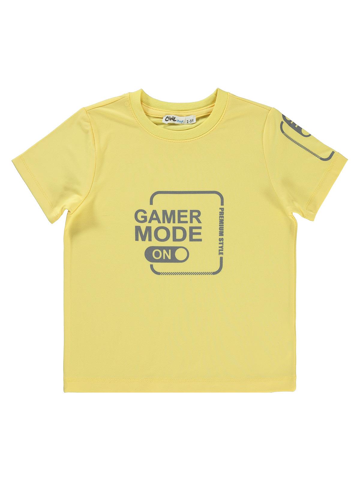 Civil Boys Gamer Mode Reflektör Baskılı 2-5 Yaş Tişört - Sarı