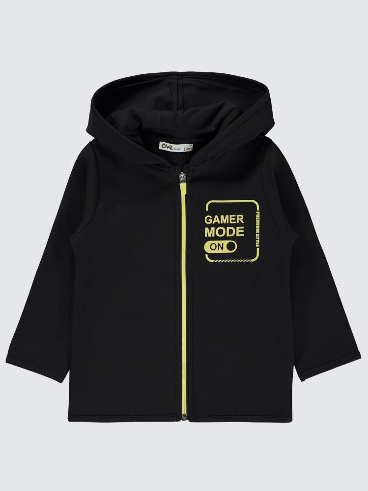 Civil Boys Gamer Mode Baskılı 2-5 Yaş Hırka - Siyah