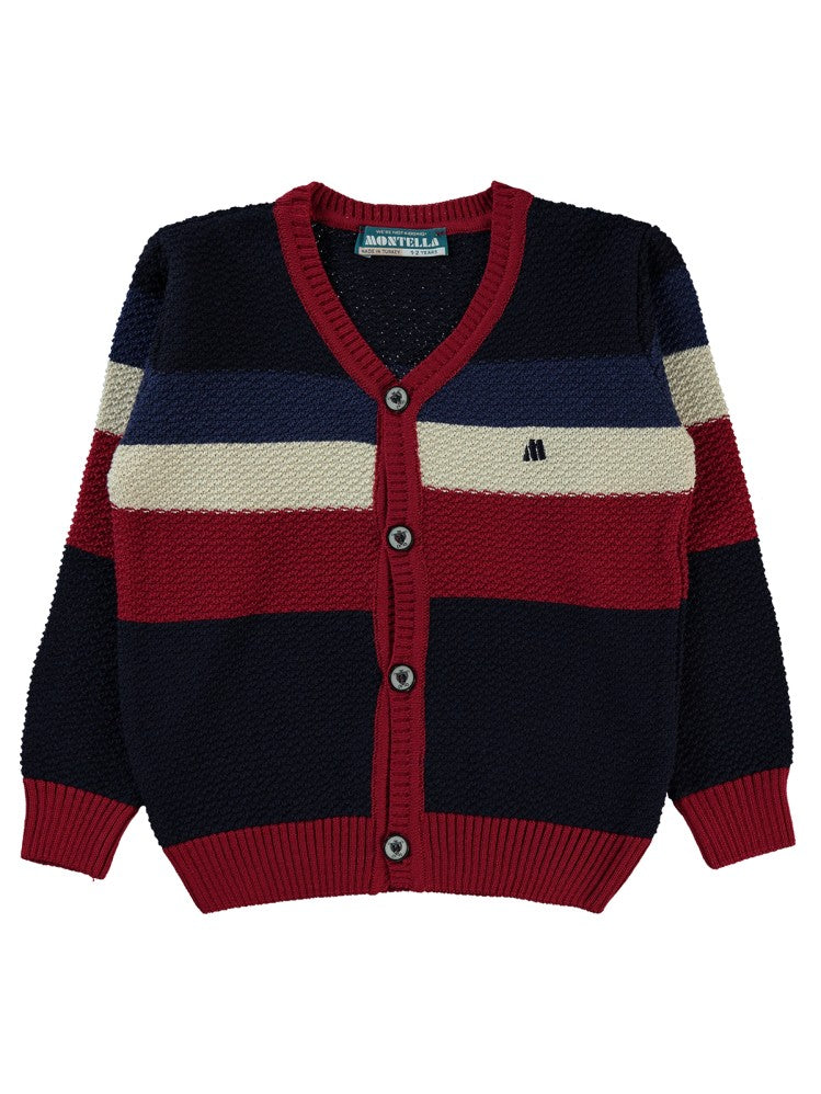 Montella Parça Desenli Düğmeli 1-5 Yaş Hırka - Bordo