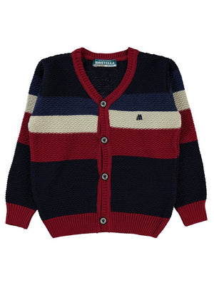 Montella Parça Desenli Düğmeli 1-5 Yaş Hırka - Bordo