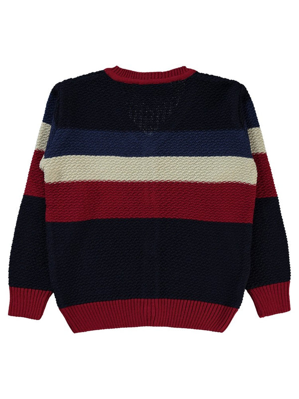 Montella Parça Desenli Düğmeli 1-5 Yaş Hırka - Bordo