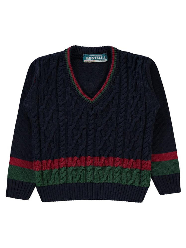 Montella Zincir Örgü 1-5 Yaş Kazak - Lacivert