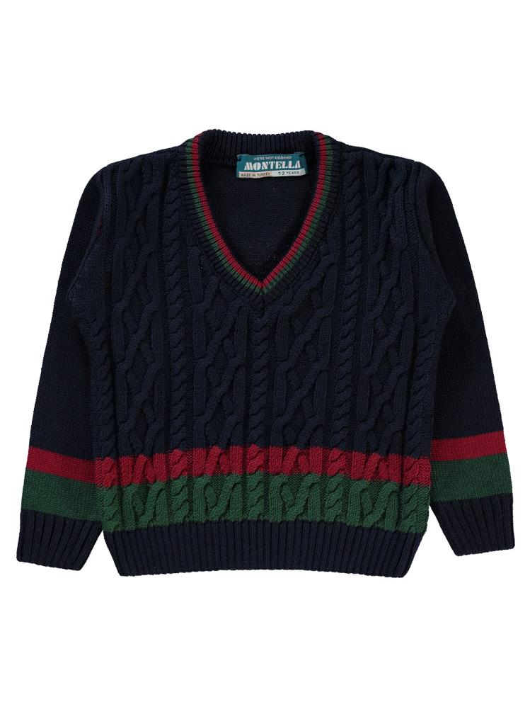 Montella Zincir Örgü 1-5 Yaş Kazak - Lacivert