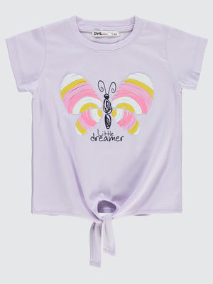 Civil Girls Kelebek Baskılı 2-5 Yaş Tişört - Lila