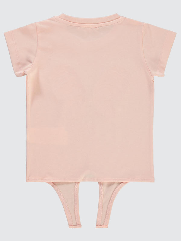 Civil Girls Kelebek Baskılı 2-5 Yaş Tişört - Pudra