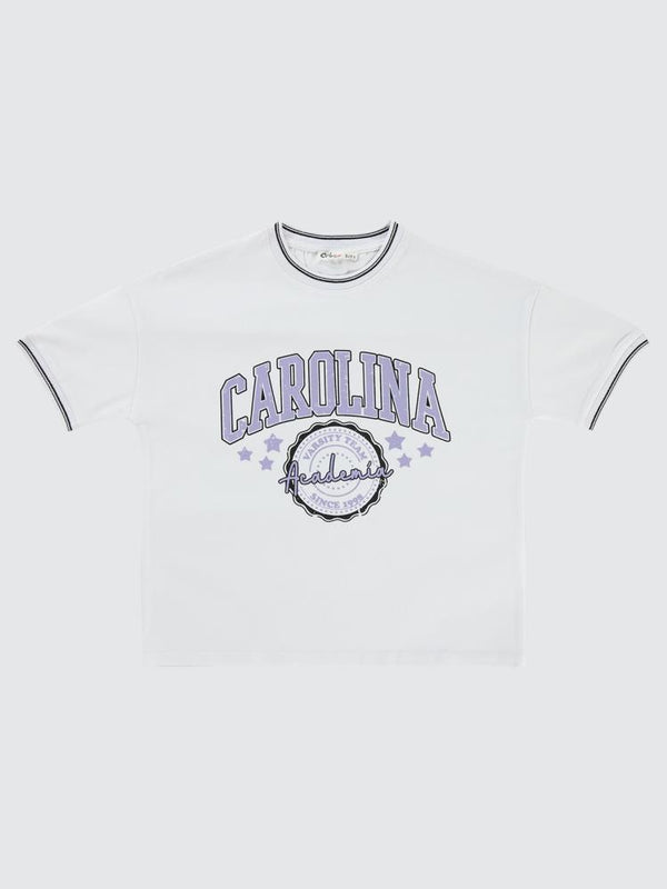 Civil Girls Carolina Baskılı Kolej 10-13 Yaş Tişört - Beyaz