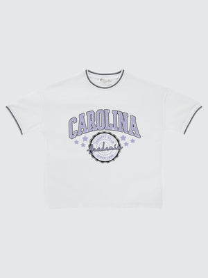 Civil Girls Carolina Baskılı Kolej 10-13 Yaş Tişört - Beyaz