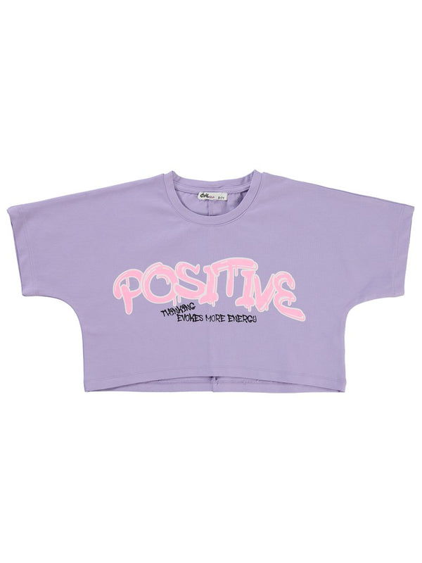 Civil Girls Positive Baskılı Crop 10-13 Yaş Tişört - Lila