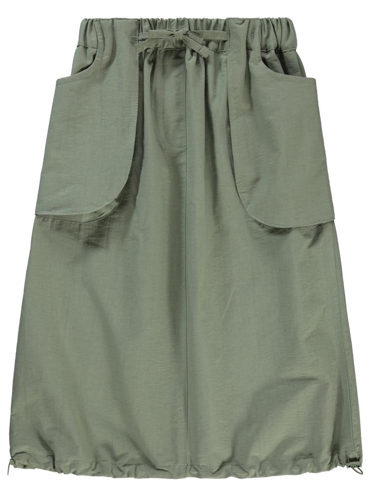 Civil Girls Körük Cepli Uzun 6-9 Yaş Etek - Haki