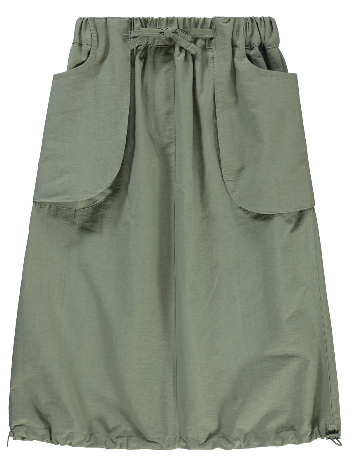 Civil Girls Körük Cepli Uzun 6-9 Yaş Etek - Haki