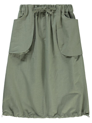 Civil Girls Körük Cepli Uzun 6-9 Yaş Etek - Haki