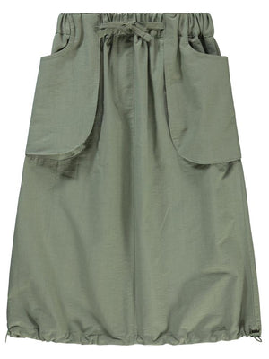 Civil Girls Körük Cepli Uzun 6-9 Yaş Etek - Haki