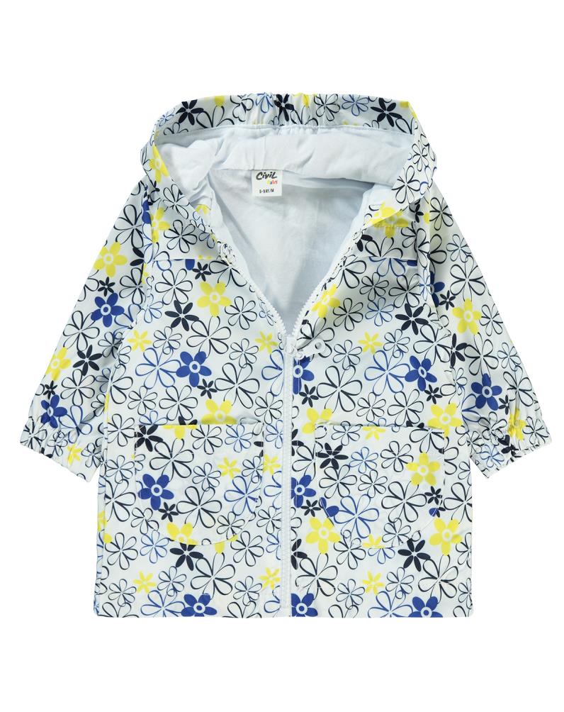 Civil Baby Çiçek Empirmeli 6-18 Ay Yağmurluk - Beyaz