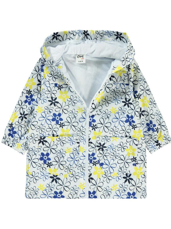 Civil Baby Çiçek Empirmeli 6-18 Ay Yağmurluk - Beyaz