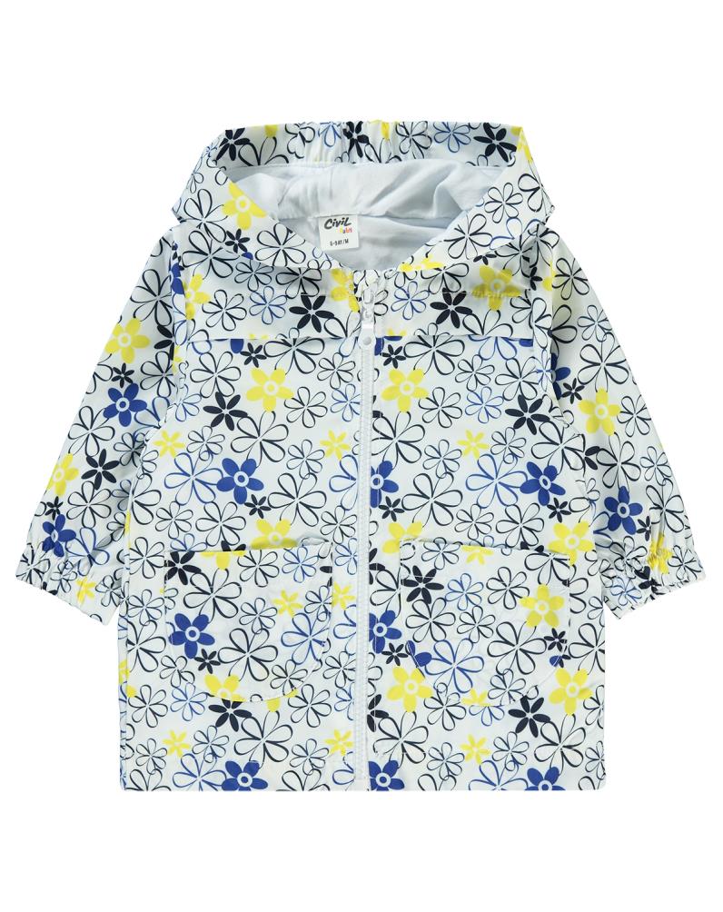 Civil Baby Çiçek Empirmeli 6-18 Ay Yağmurluk - Beyaz