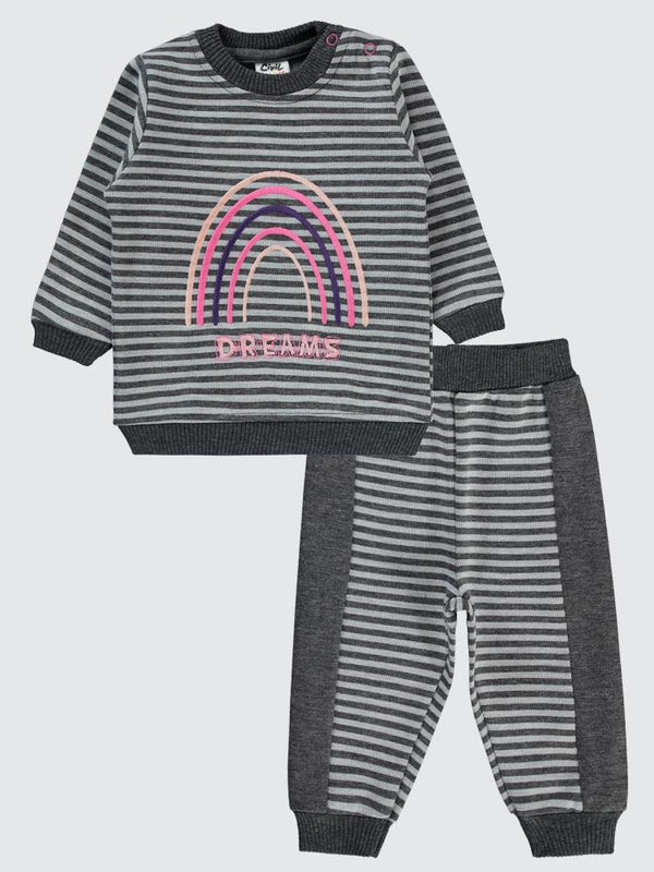 Civil Baby Gökkuşağı Baskılı 6-18 Ay Takım - Gri