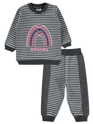 Civil Baby Gökkuşağı Baskılı 6-18 Ay Takım - Gri