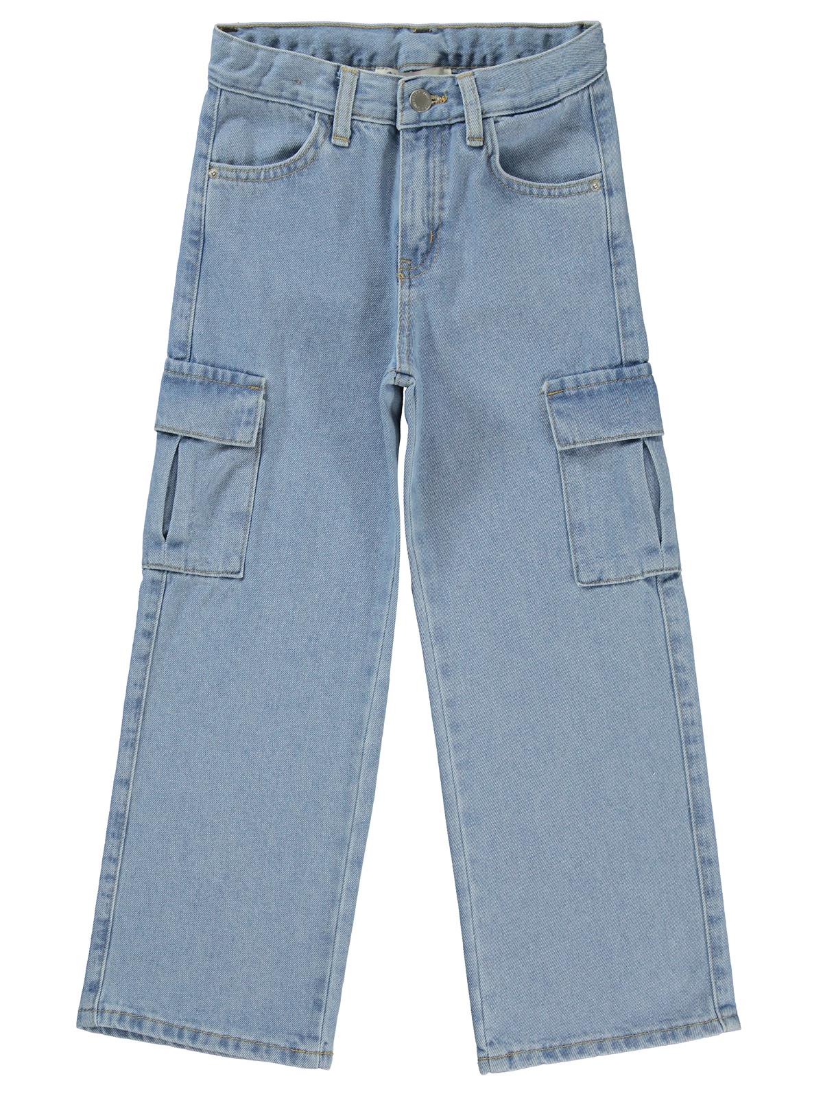 Civil Girls Kargo Cepli 6-9 Yaş Pantolon - Mavi