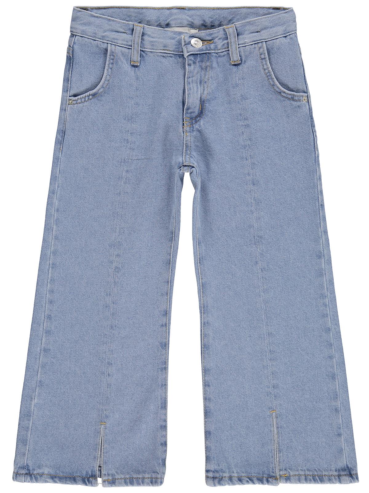 Civil Kız Çocuk Yırtmaçlı Pantolon | Kot Baskılı | Okul Kreş ve Günlük Kullanım - Mavi