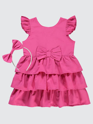 Civil Girls Fiyonklu 2-5 Yaş Elbise - Fusya