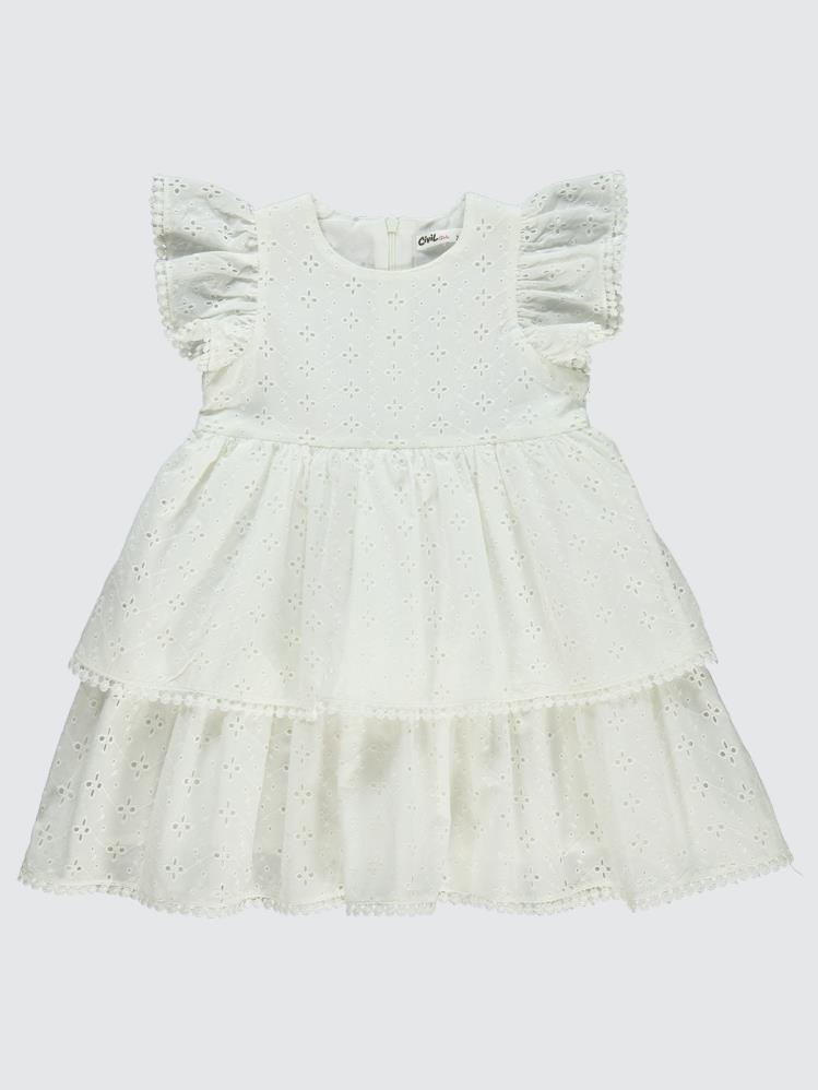 Civil Girls Dantel 2-5 Yaş Elbise - Ekru