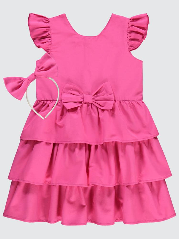 Civil Girls Fiyonklu 6-9 Yaş Elbise - Fusya
