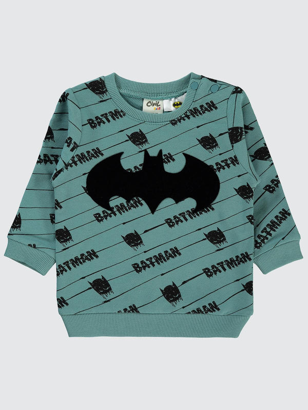 Batman Erkek Bebek Sweatshirt 6-18 Ay  - Yeşil