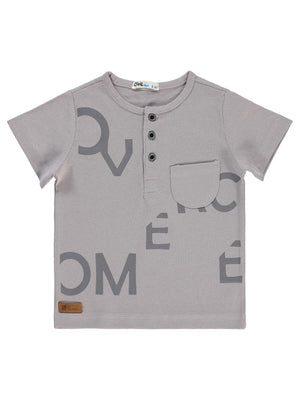 Civil Boys Yarım Patlı Yazı Baskılı 2-5 Yaş Tişört - Gri