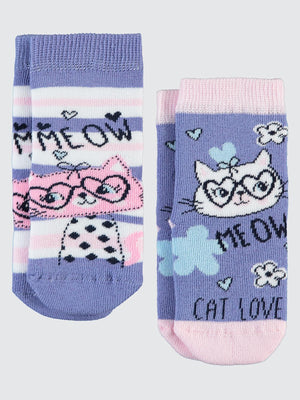 Civil Girls Meow Havlu 2'li 2-12 Yaş Kız Soket Çorap